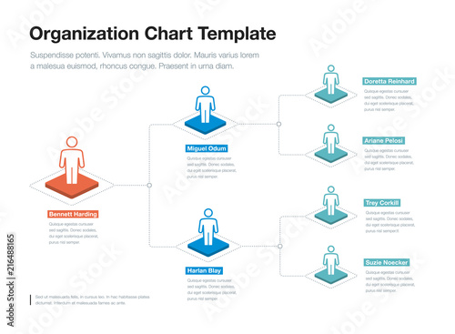 Simple company organization hierarchy chart template with place for your content. Easy to use for your website or presentation.
