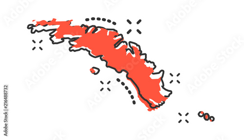 Vector cartoon South Georgia map icon in comic style. South Georgia sign illustration pictogram. Cartography map business splash effect concept.