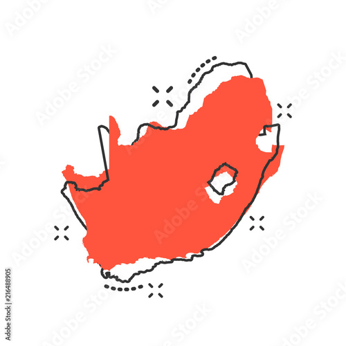 Vector cartoon South Africa map icon in comic style Fototapet
