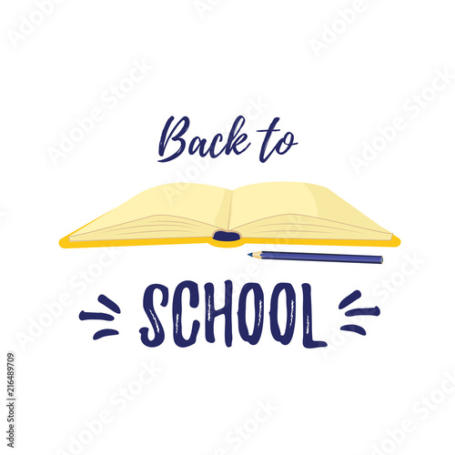 Back to school. Symbol of knowledge and study the book. Open textbook.