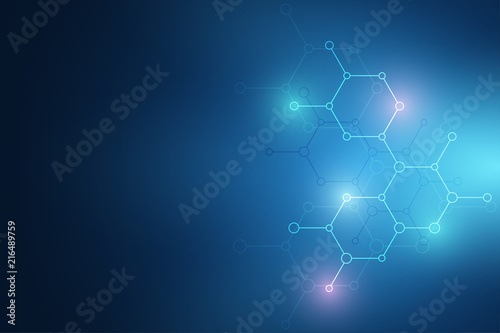 Abstract molecular structure and chemical elements. Medical, science and technology concept. Vector geometric background from hexagons.