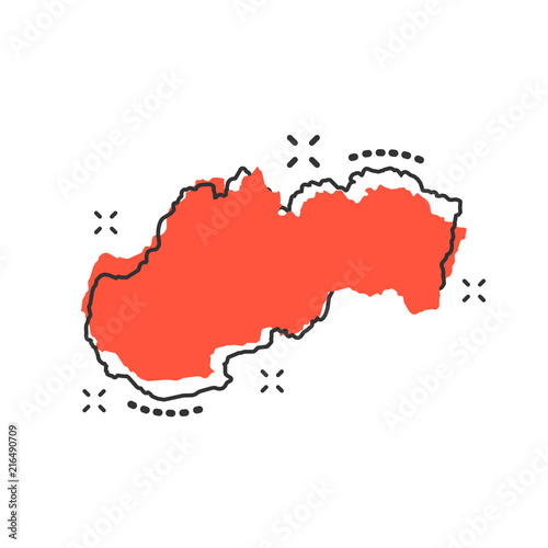 Obraz na plátně Vector cartoon Slovakia map icon in comic style