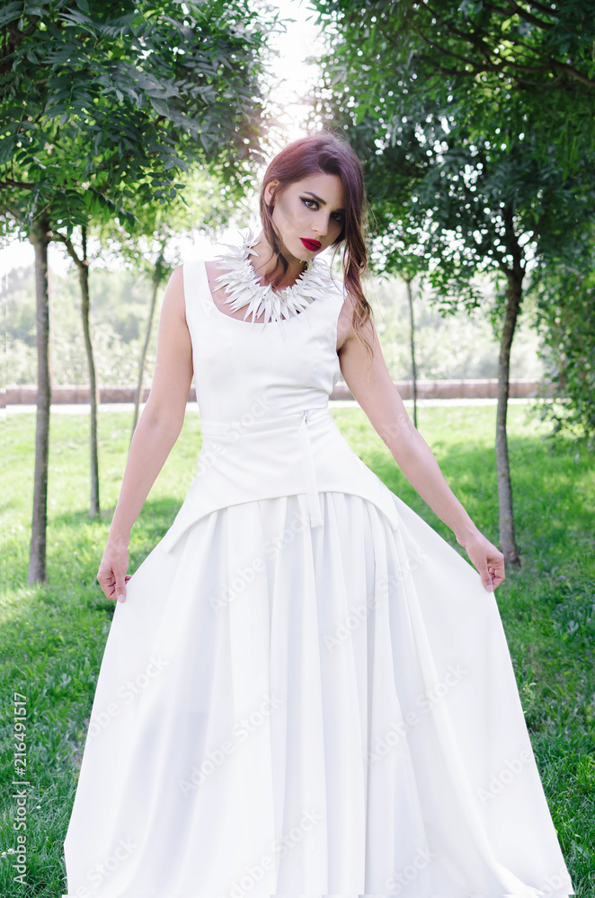 Girl in long white dress Girl in long white dress