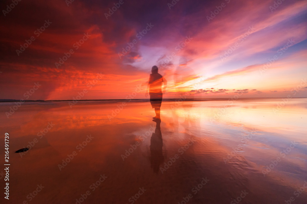 sunrise Seascape with beautiful reflection for background. soft focus due to long expose. sunrise Seascape with beautiful reflection for background. soft focus due to long expose.