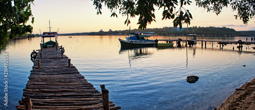 mini marina and fishing boat in cienfuegos bay photo
