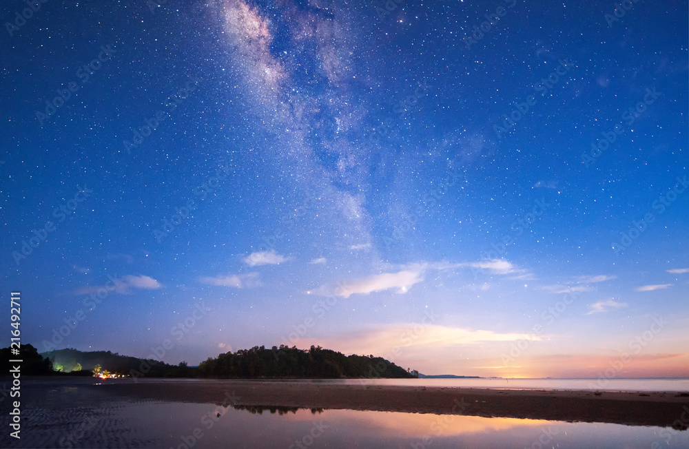 Milky way rise above Kudat, Malaysia Sky. soft focus and noise due to long expose and high iso. Milky way rise above Kudat, Malaysia Sky. soft focus and noise due to long expose and high iso.