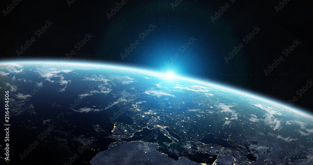 View of blue planet Earth in space 3D rendering elements of this image furnished by NASA - obrazy, fototapety, plakaty 