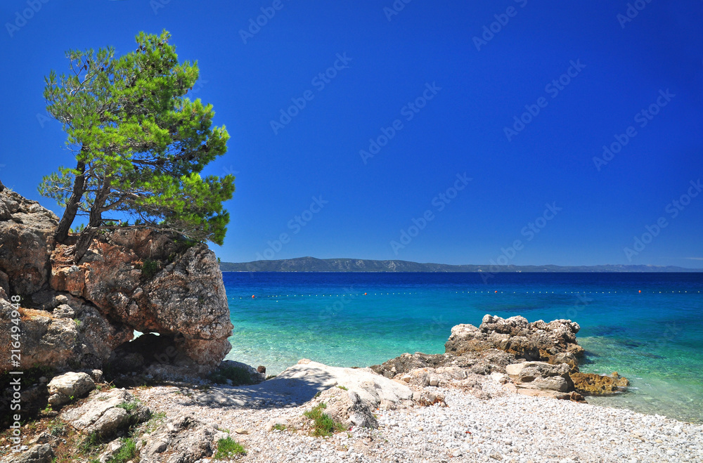 Beautiful blue sea scene adriatic coast nature, Podgora in Croatia Beautiful blue sea scene adriatic coast nature, Podgora in Croatia