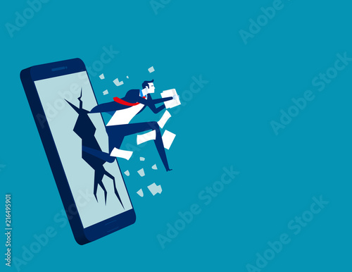 Data theft on business mobile phone, Concept technology programing, Hacker, Attack, Device.