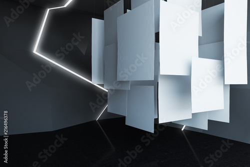 Wallpaper Mural Exhibition hall with empty banners Torontodigital.ca