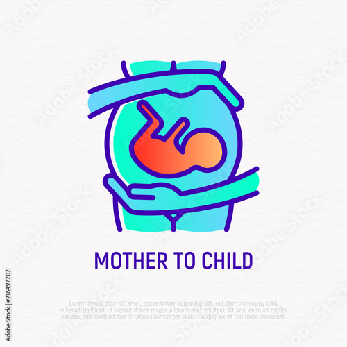 HIV is transmitted from mother to child. Thin line icon. Modern vector illustration.