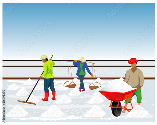 agriculturist cartoon shape work in saline field vector design