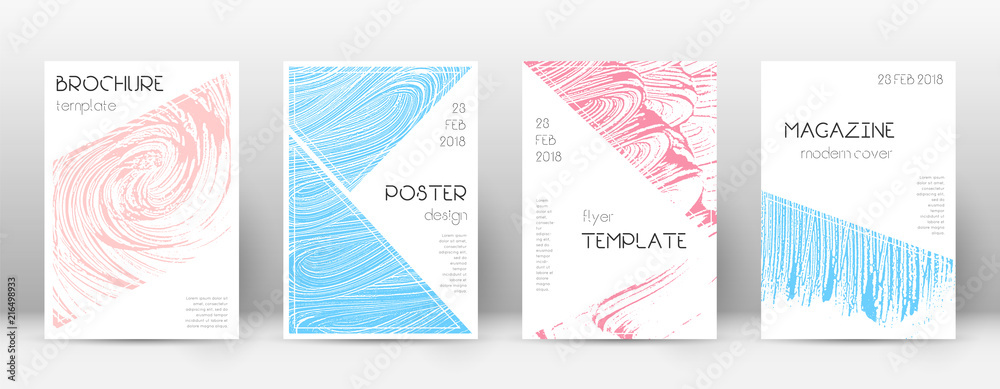 Cover page design template. Triangle brochure layout. Classy trendy abstract cover page. Pink and bl