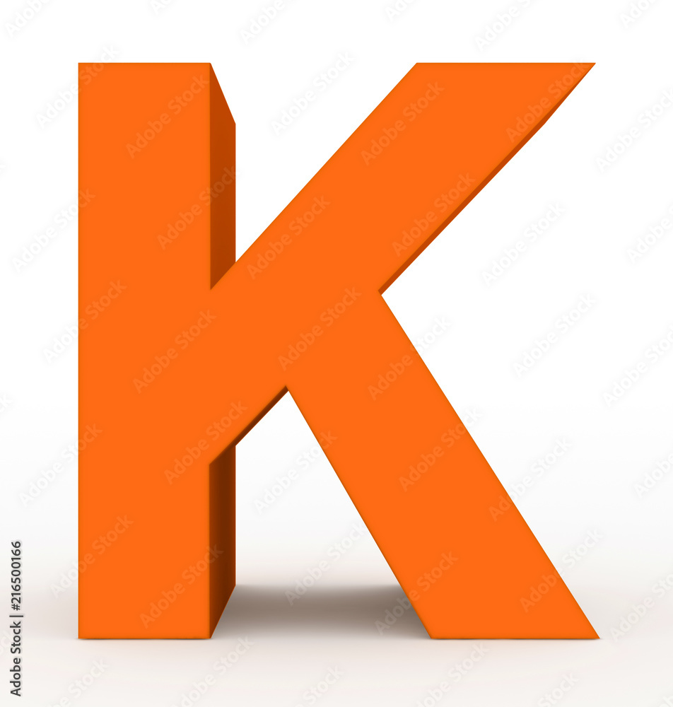 letter K 3d orange isolated on white letter K 3d orange isolated on white
