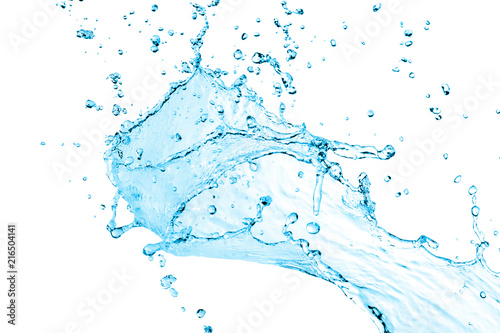 blue water splash isolated on white background