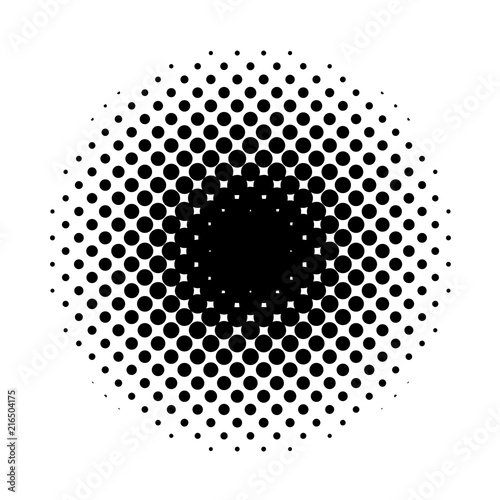 Halftone. Black circle. Circle halftone. Vector illustration