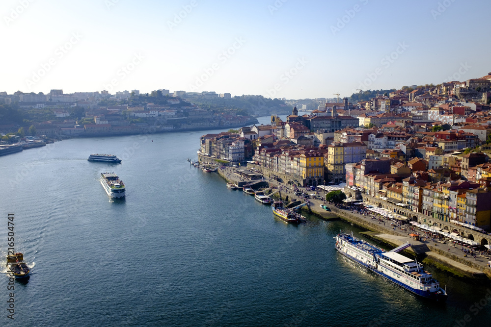 Elevated view Porto, Portugal and the River Duoro