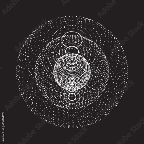 Abstract 3d sphere made of points. Futuristic technology style. Sphere particles. Background vector. Plexus effect.