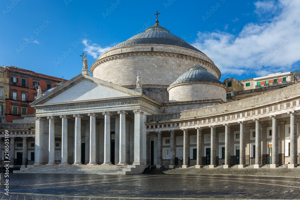 Church San Francesco di Paola, Plebiscito Square ( Piazza del Plebiscito ) in Naples, Italy