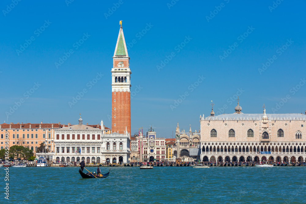 Waterfront view at San Marco square and Doge's Palace in Venice, Italy