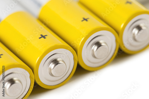 Close-up AA batteries, isolated on white background photo