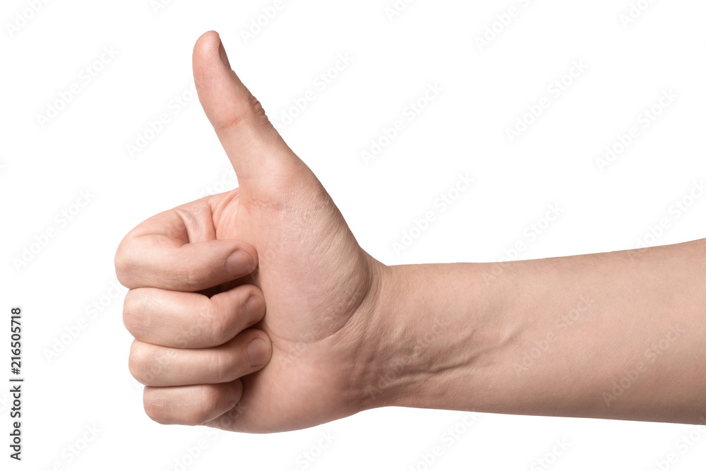 Hand with a thumb up, isolated on white background Hand with a thumb up, isolated on white background