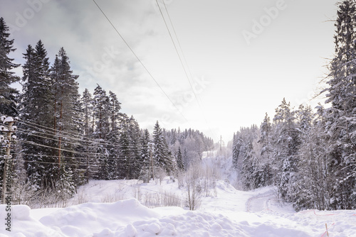 picturesque winter landscape in a ski resort in Russia