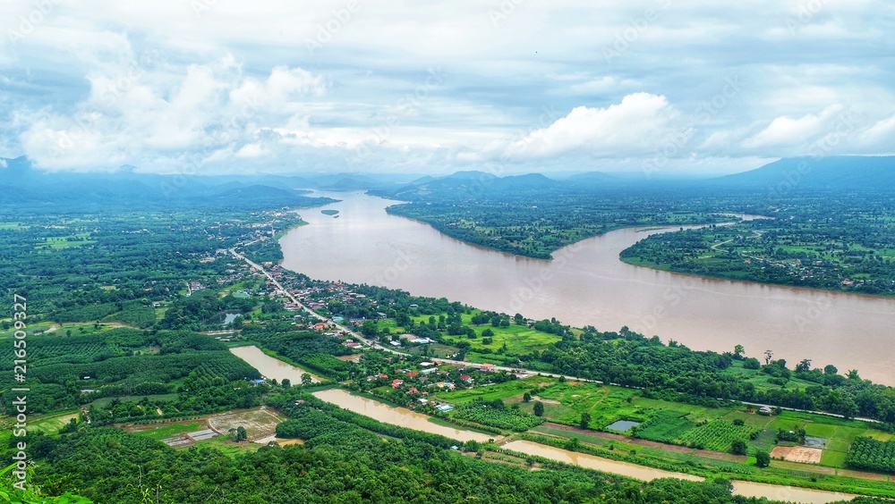 beautiful Mekong River view landscape of Laos