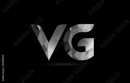 black and white alphabet letter vg v g logo combination