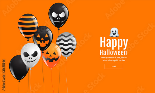 Halloween Banner ,Ghost , Scary ,spooky ,air balloons, template Vector illustration.