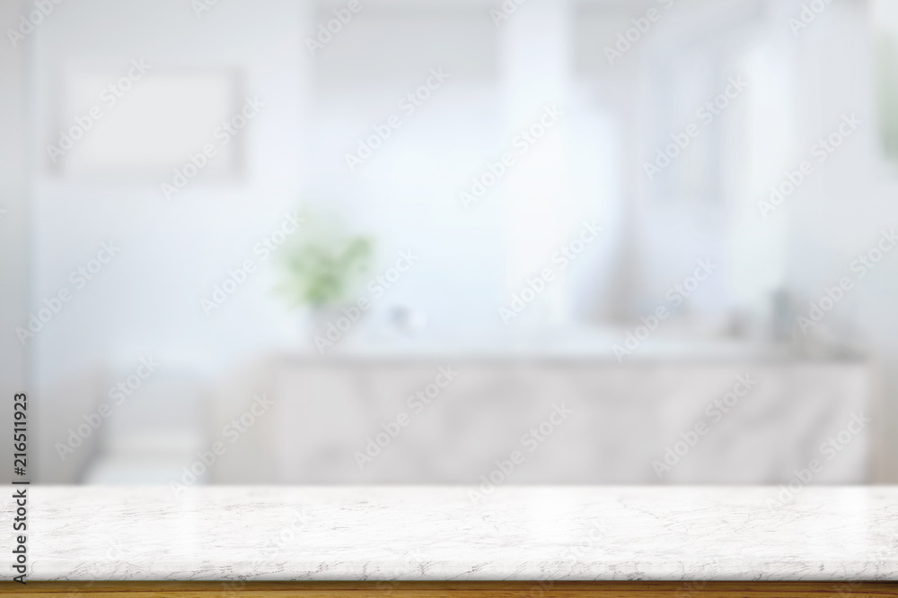 Fototapeta premium Empty marble table in bath room. for product display montage.