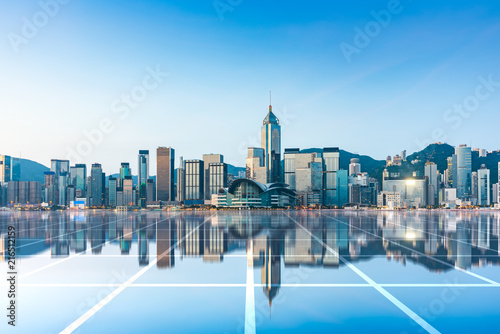 Photography Hongkong urban skyline and the concept of science and technology