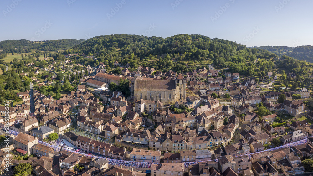 Aerial view of Saint-Cyprien, Dordogne village