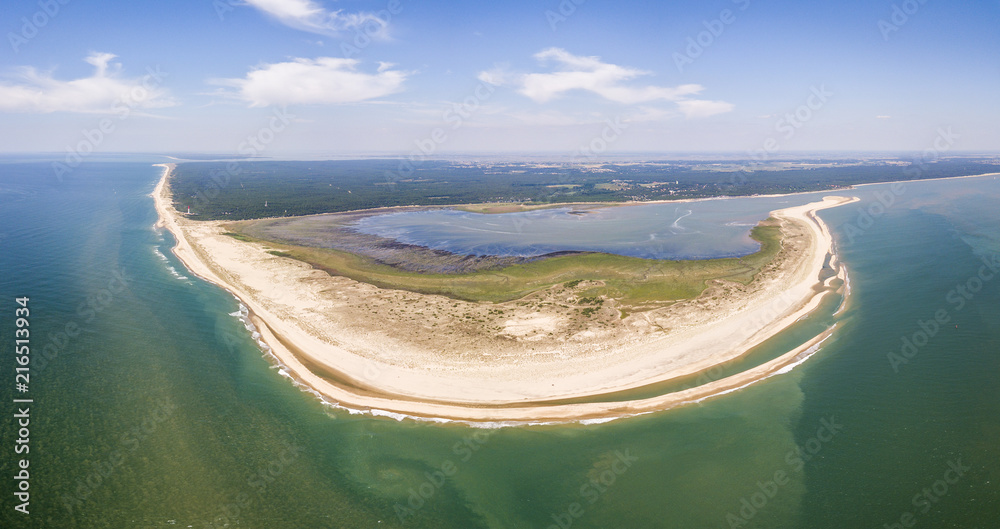 Obraz premium Aerial view of Coubre cape and beach