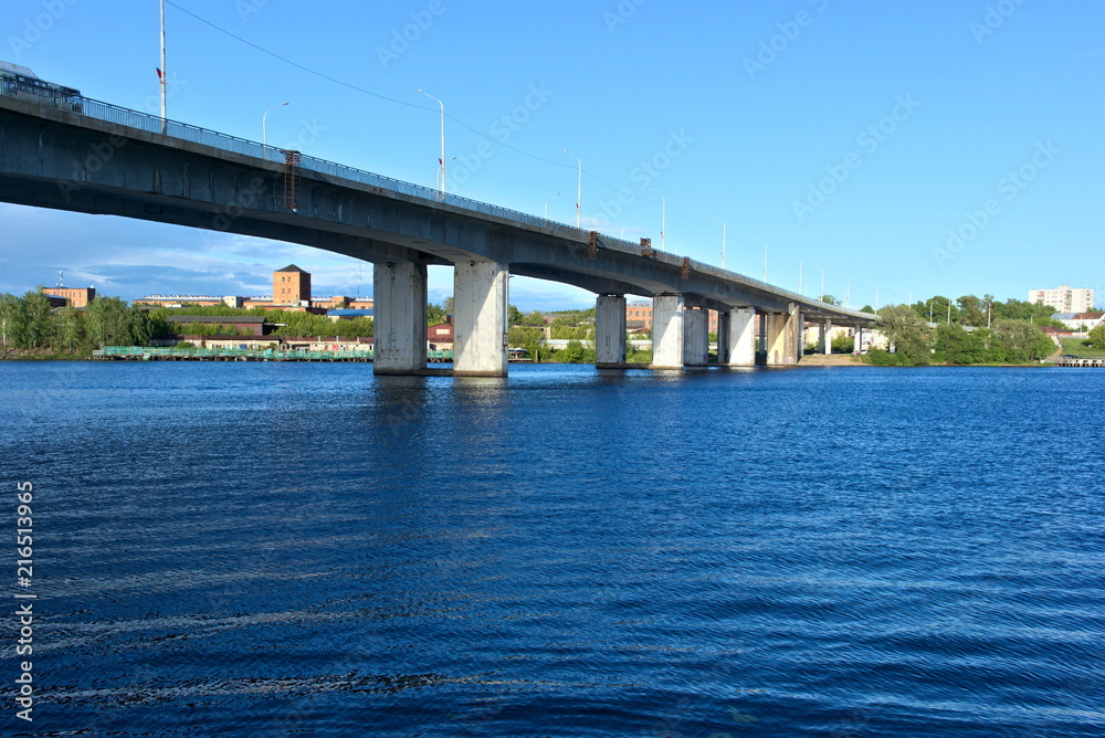 Bridge over the river Kostroma, Kostroma, Russia.