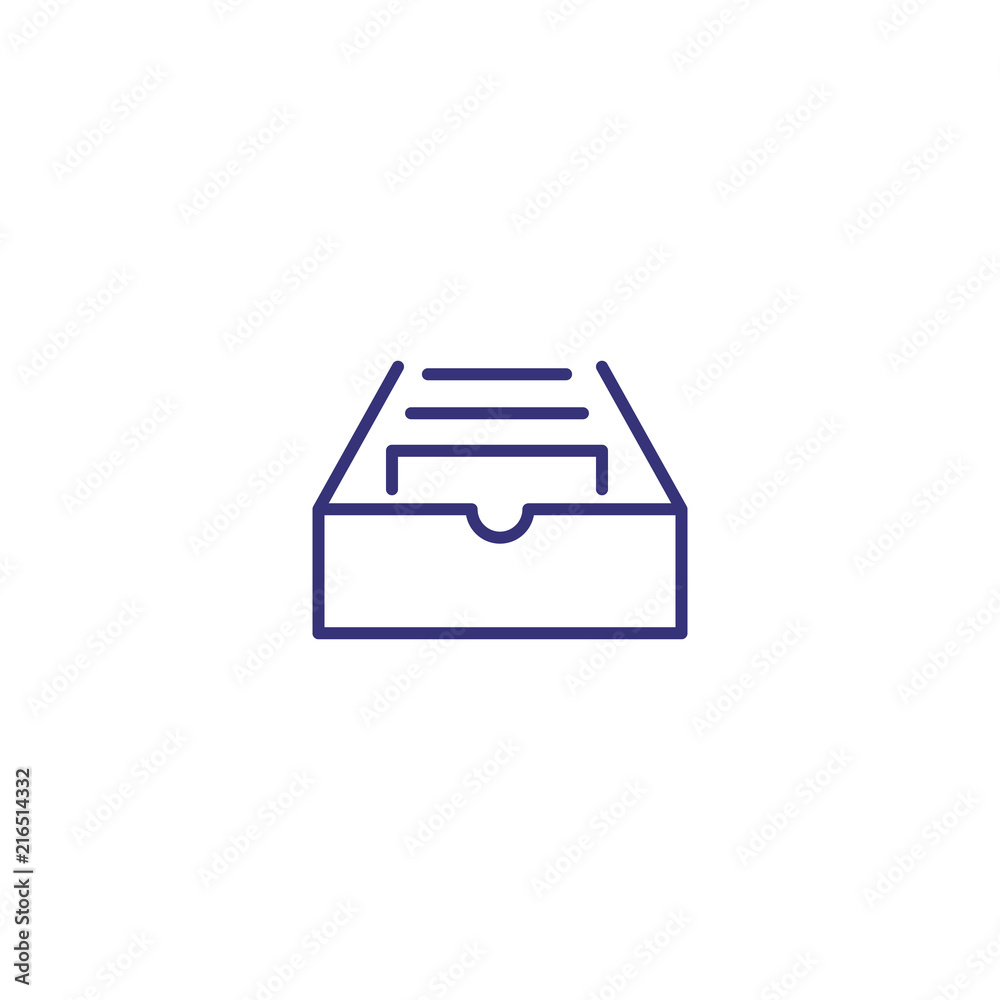 Folder box line icon. Data storage, file server, archive. Database concept. Can be used for topics like storage system, datacenter, app design Folder box line icon. Data storage, file server, archive. Database concept. Can be used for topics like storage system, datacenter, app design