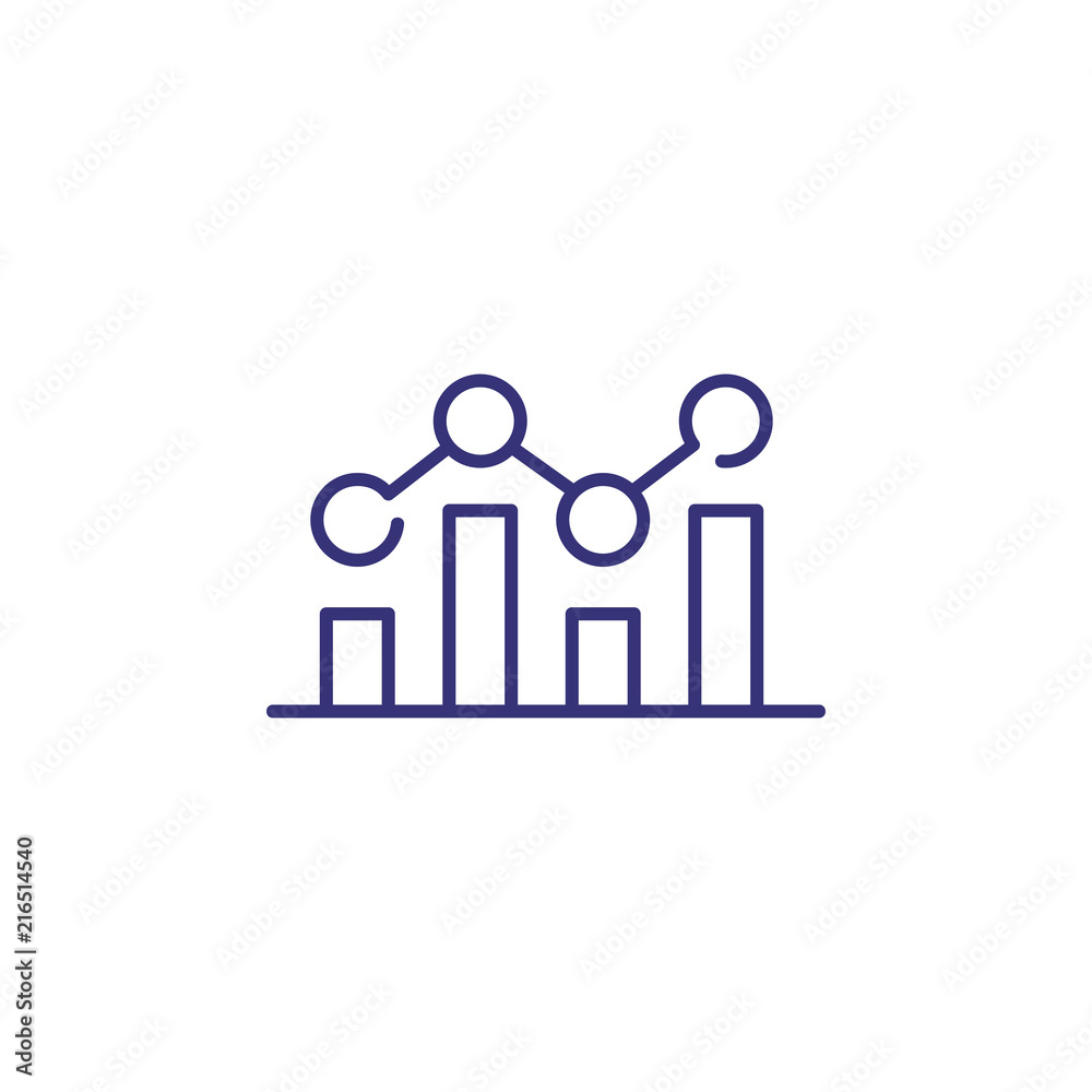 Line chart line icon. Bar diagram, graph, analytics. Analysis concept. Can be used for topics like business, marketing, research, statistics Line chart line icon. Bar diagram, graph, analytics. Analysis concept. Can be used for topics like business, marketing, research, statistics