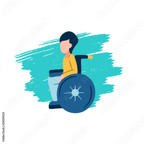 Flat icon of disabled child on a wheelchair for poster, banner, logo, icon on barrier-free environment in schools university city and tolerance to invalids or medical organization