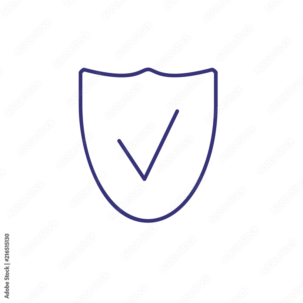 Secure line icon. Shield with checkmark. Protection concept. Can be used for topics like business, finance, data safety, defense, antivirus Secure line icon. Shield with checkmark. Protection concept. Can be used for topics like business, finance, data safety, defense, antivirus