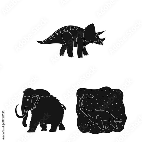 Different dinosaurs black icons in set collection for design. Prehistoric animal vector symbol stock web illustration.