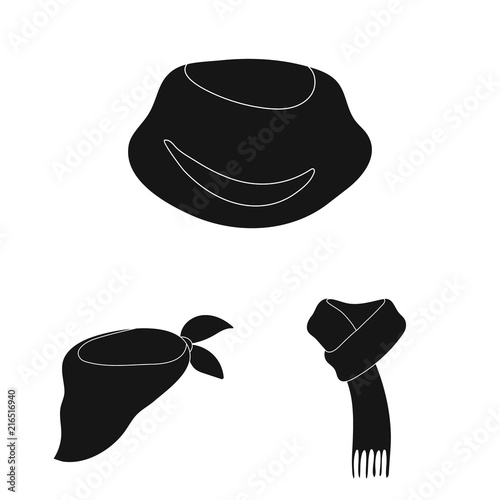 Scarf and Shawl black icons in set collection for design.Clothes and Accessory vector symbol stock web illustration.