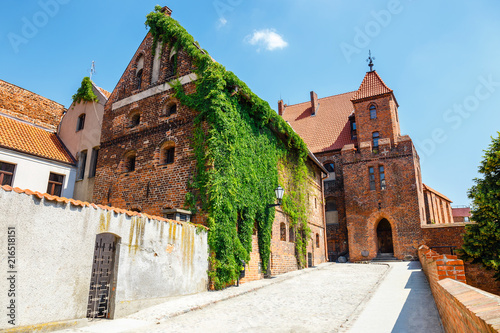 view of historical buildings in polish medieval town Torun in Poland. Torun  is listed among the UNESCO World Heritage Sites