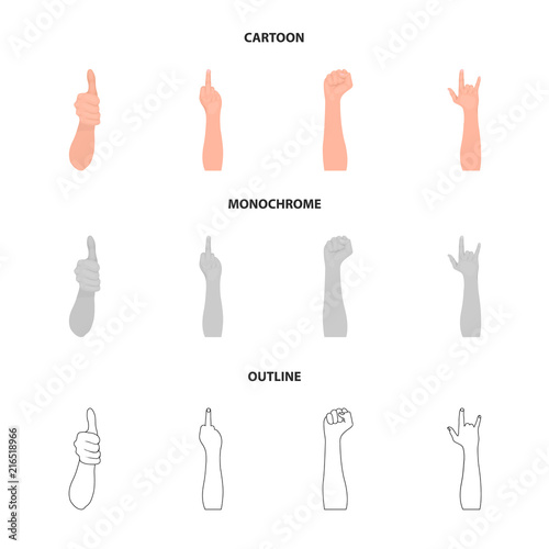 Sign Language cartoon,outline,monochrome icons in set collection for design.Emotional part of communication vector symbol stock web illustration.