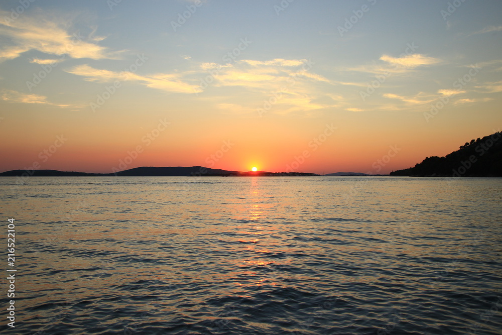 Sunset sky on Adriatic sea, Croatia