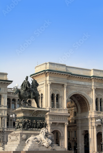 Milan boutique gallery. Cathedral Square. Italy. Monument to Victor Emmanuel II 