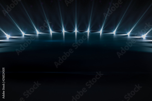 Curve Elegant futuristic light and reflection with grid line background. 3D rendering.