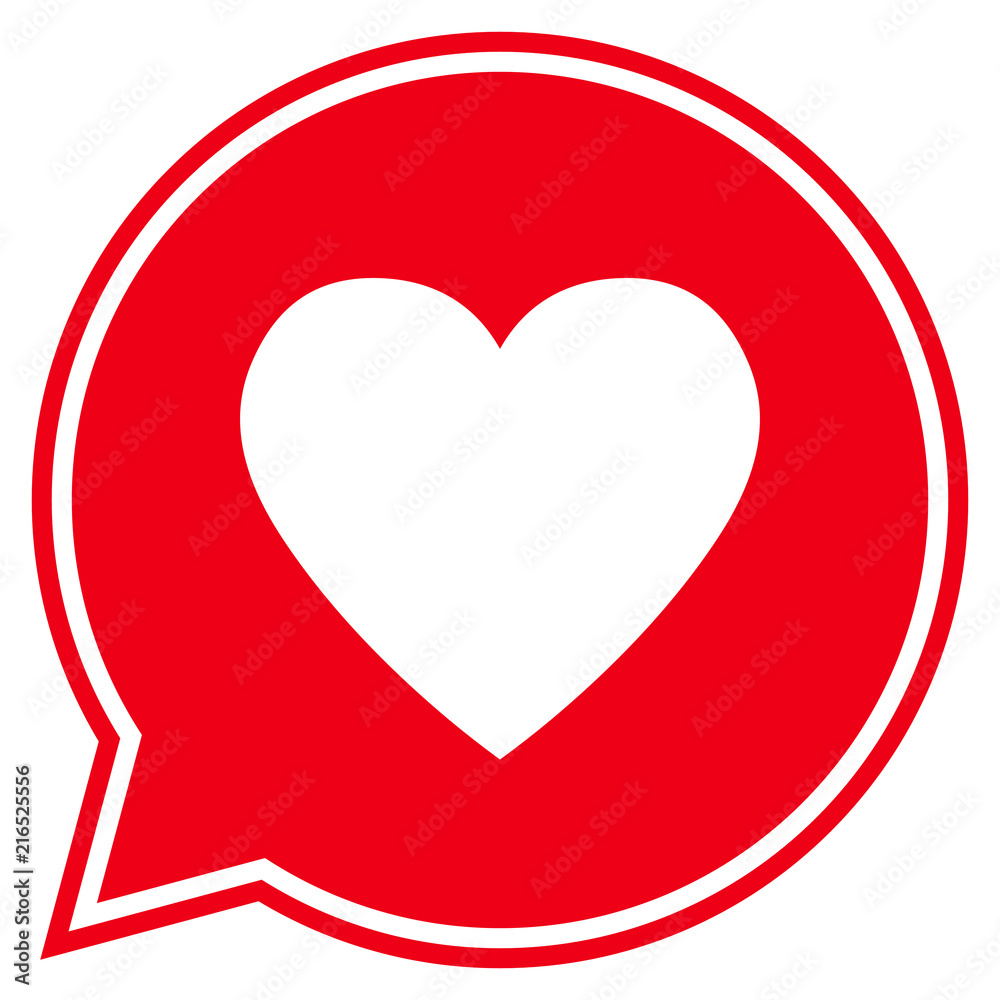 Heart in a red speech bubble, love icon, valentines day icon, vector