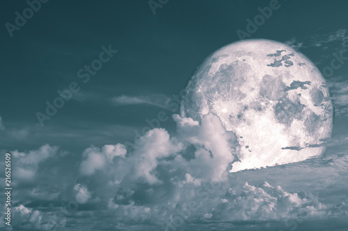 full cold moon back silhouette cloud in night sky