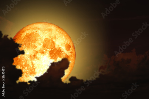 full worm moon back silhouette cloud in night sky