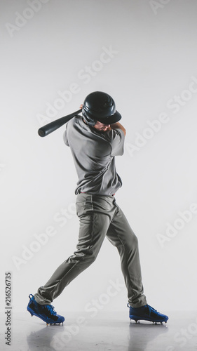Photography Caucasian professional baseball player batter wearing generic uniform posing as